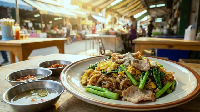 Stir-Fried Rice Noodles with Soy Sauce and Chinese Broccoli (Pad See Ew)