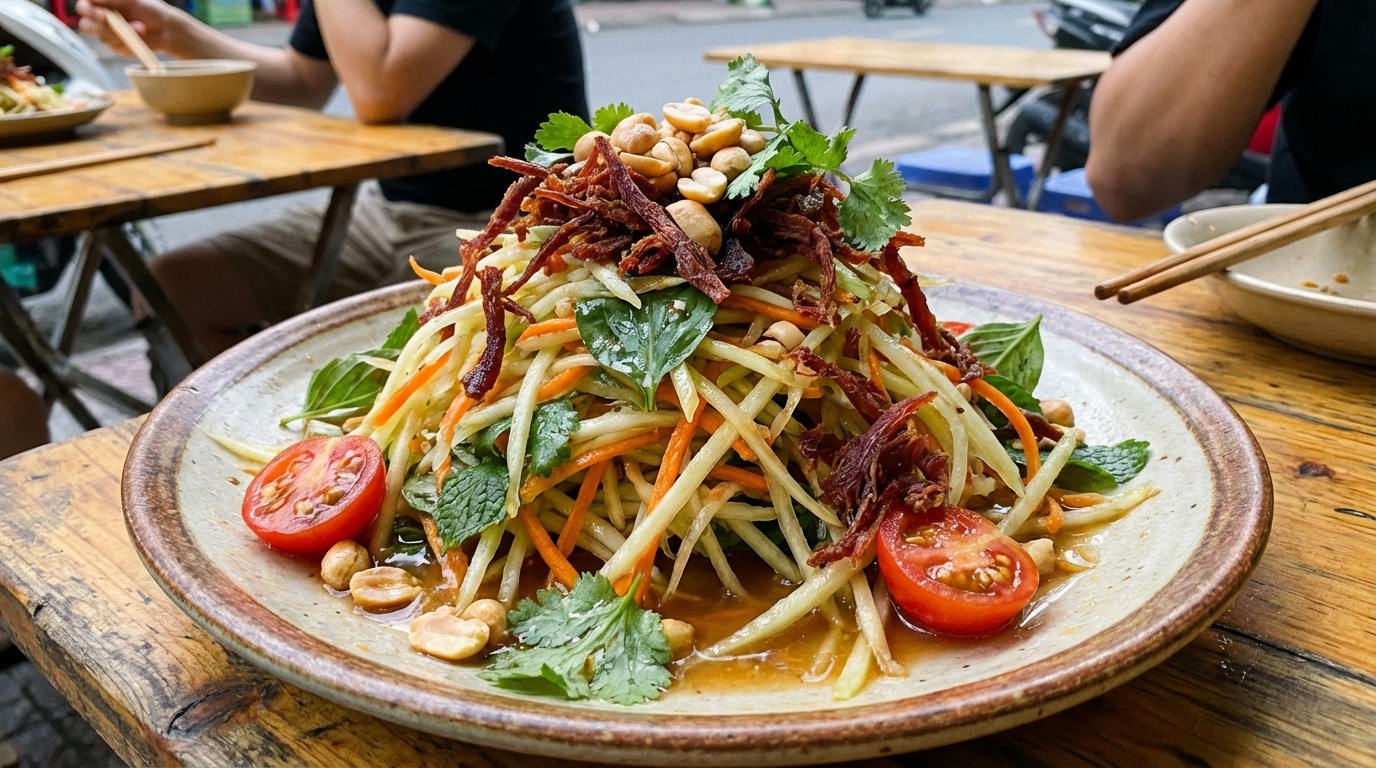Vietnamese Green Papaya Salad with Beef Jerky