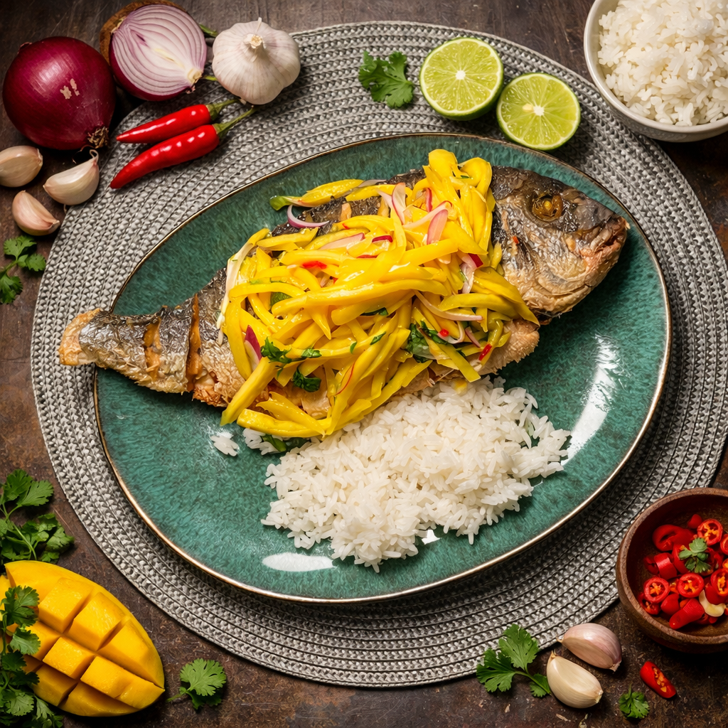 Whole Crispy Fish with Mango Salad